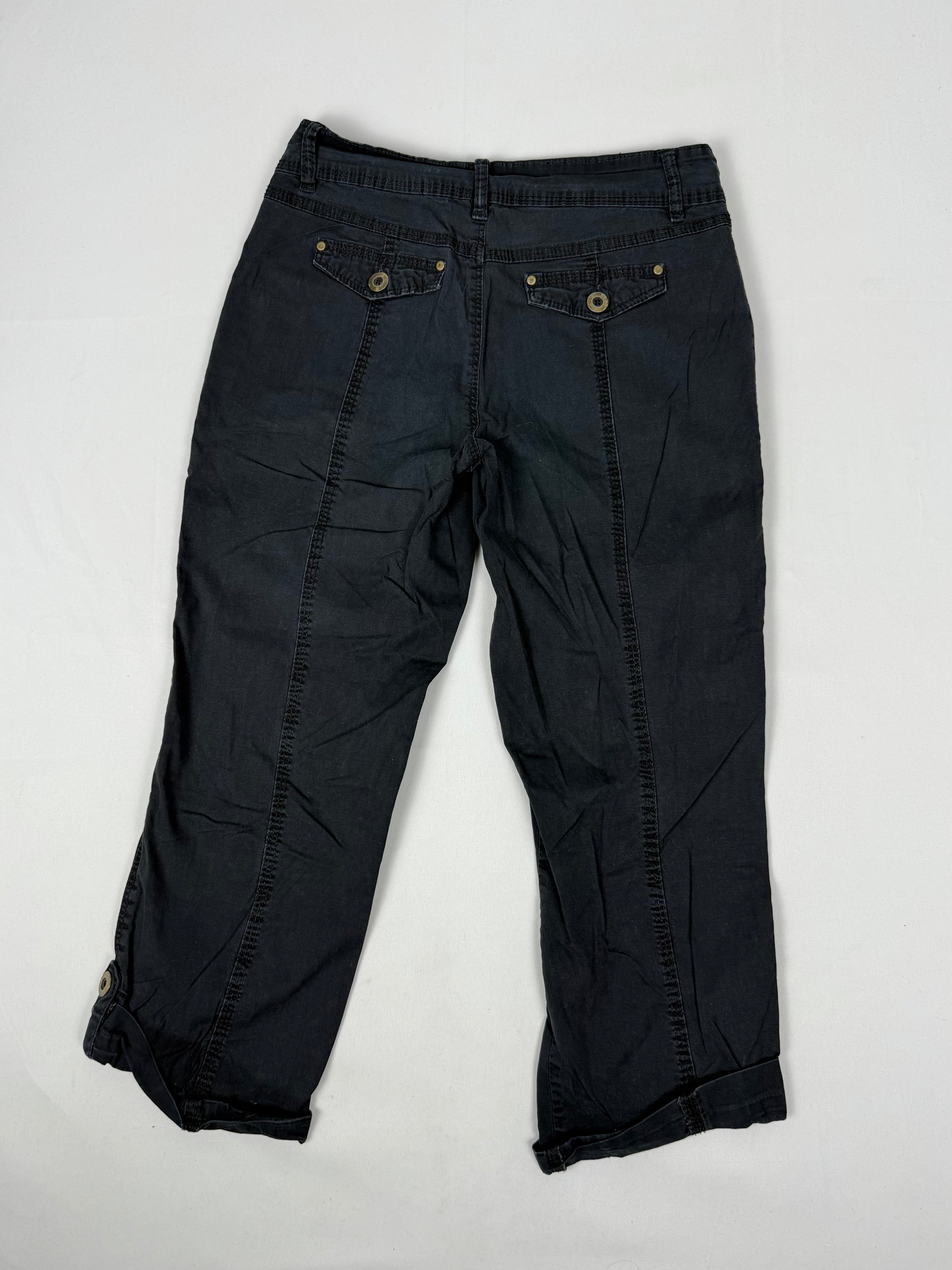 Black utility low rise capri pants (S)