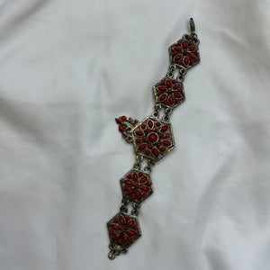 Stainless steel gold & red bracelet