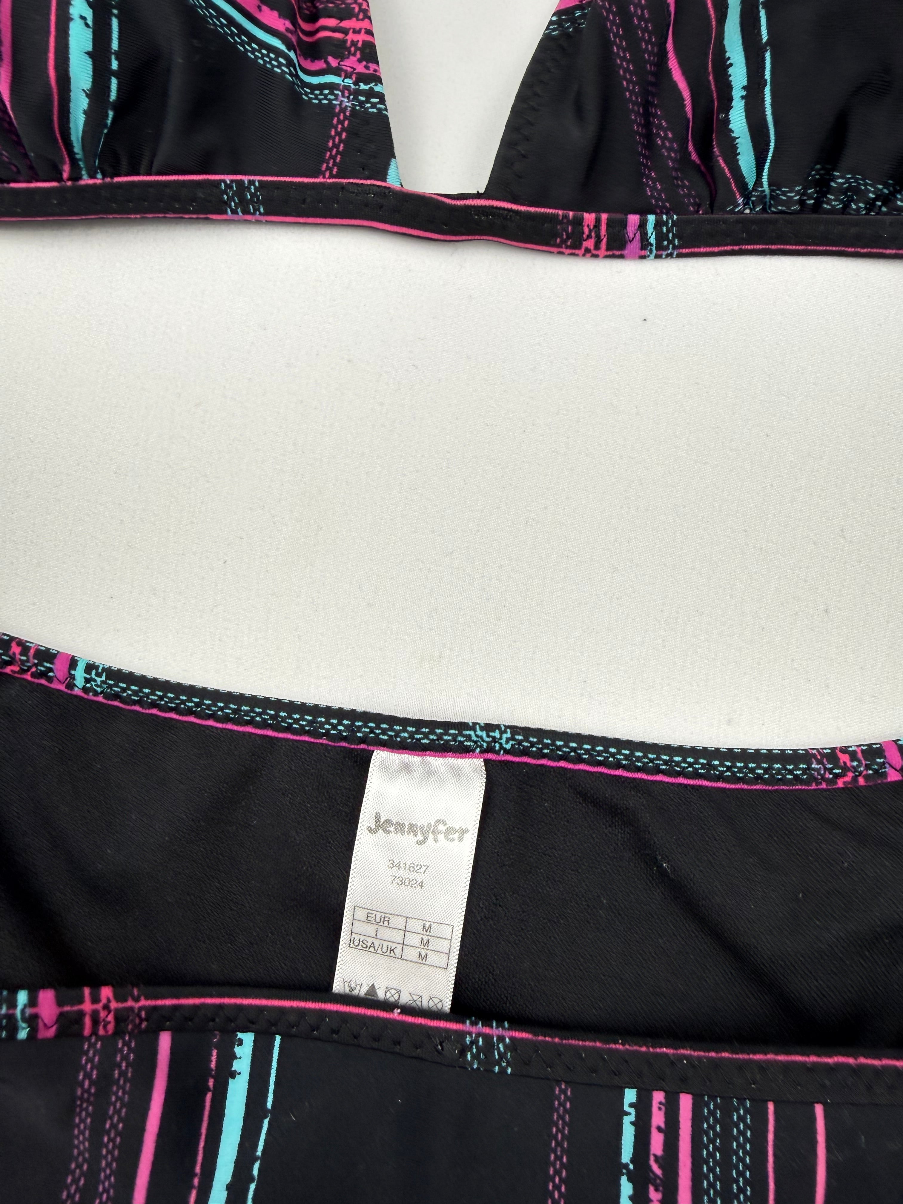 Black check print bikini set (M)