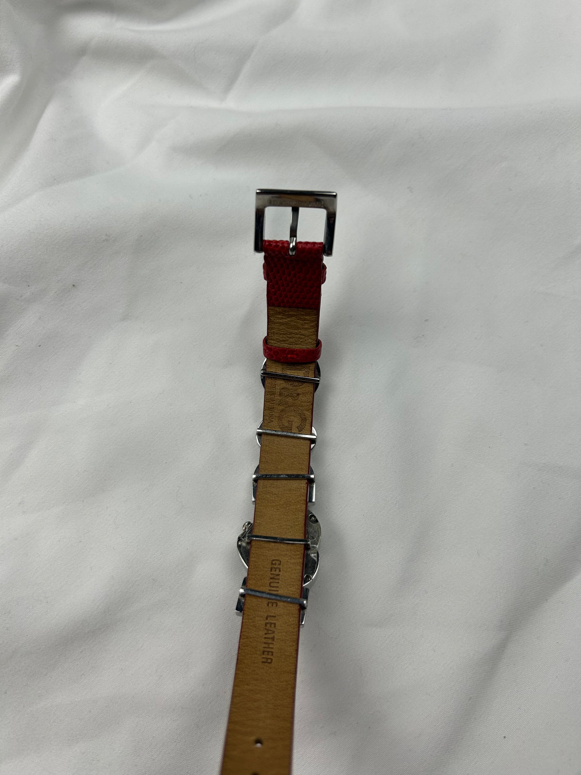 Vintage red leather inox bracelet jewelry watch