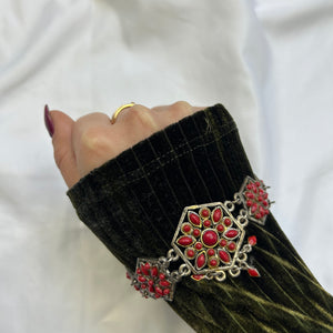 Stainless steel gold & red bracelet