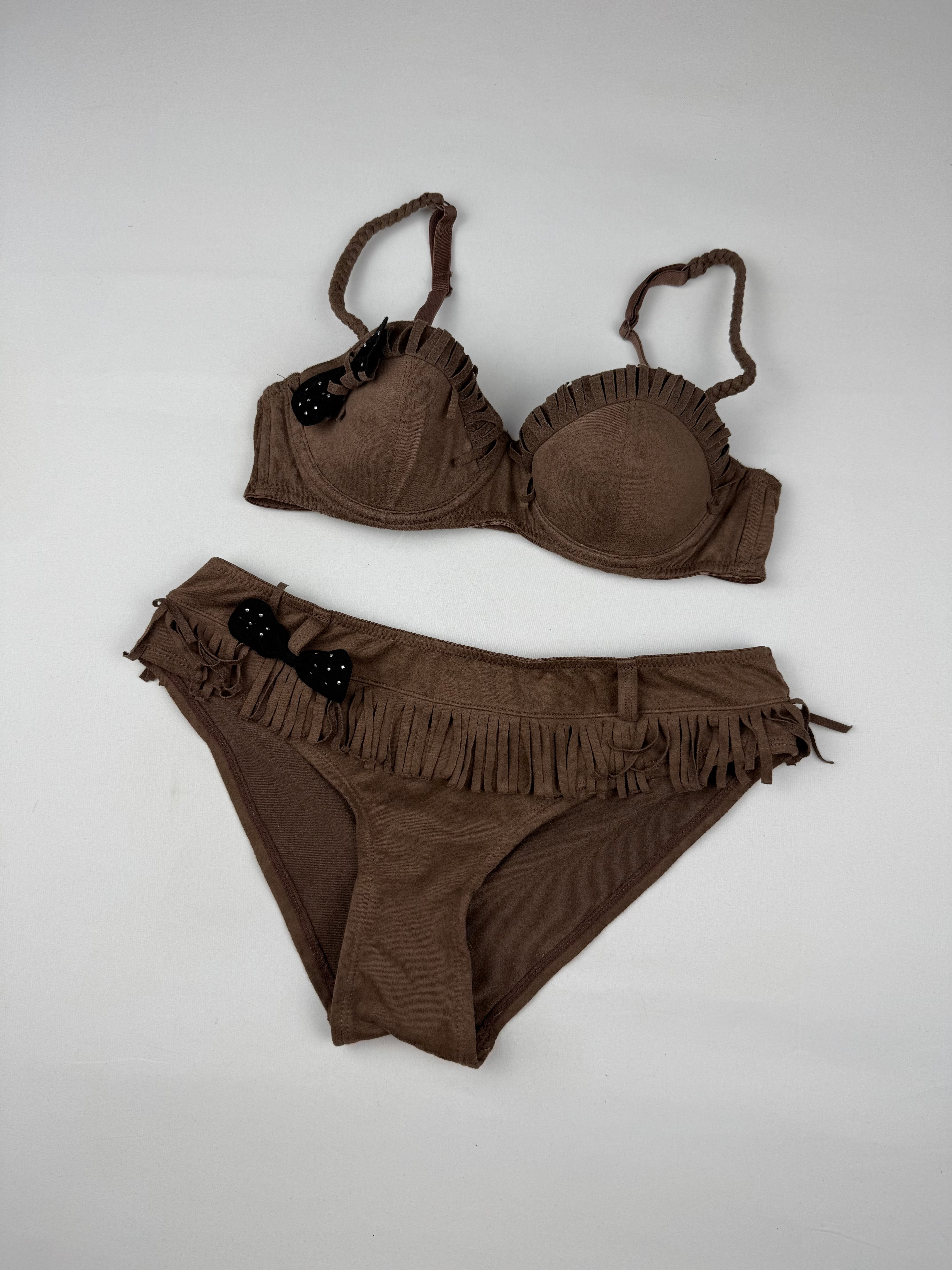 Brown suede bikini set (S)
