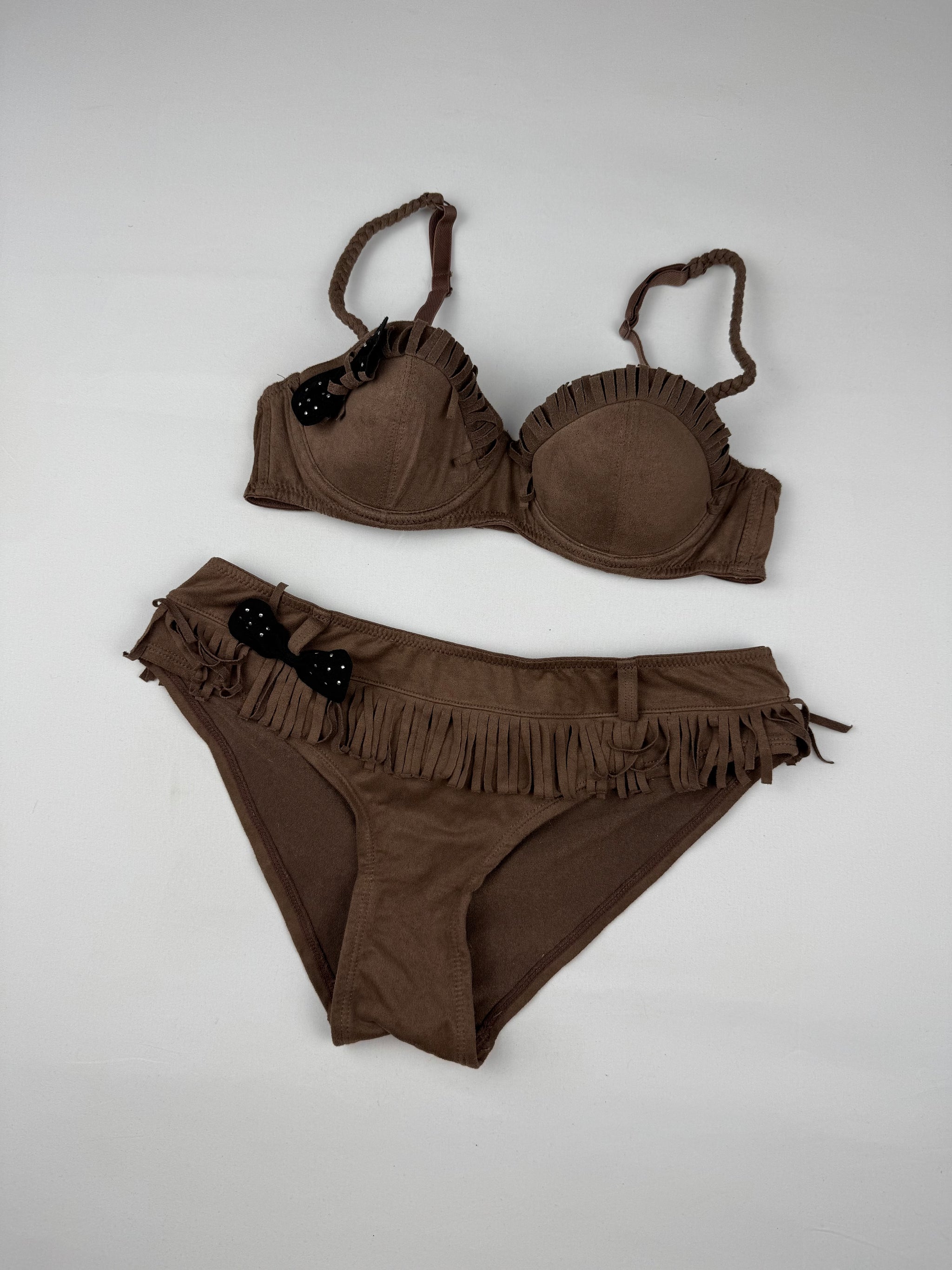 Brown suede bikini set (S)