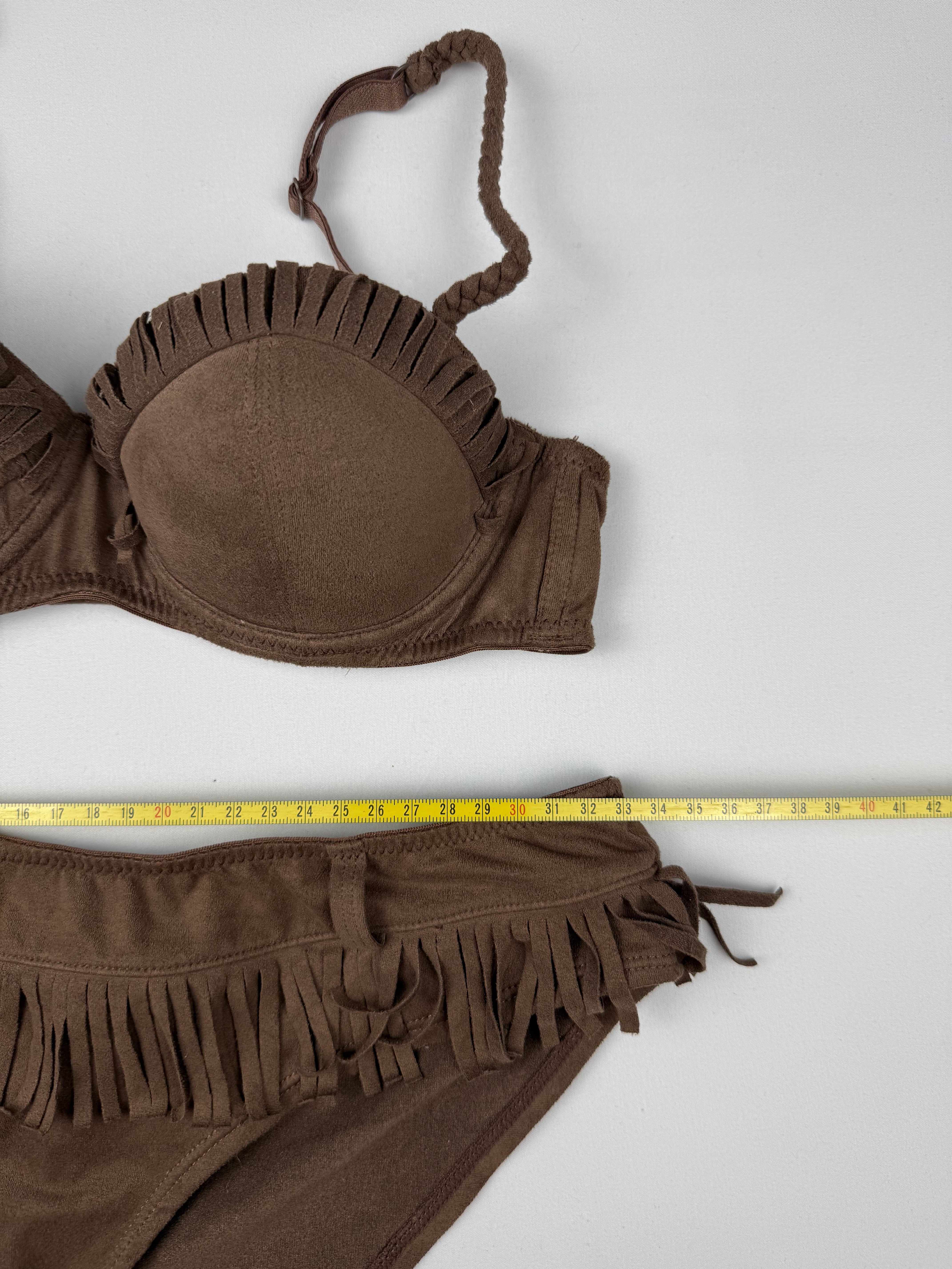 Brown suede bikini set (S)