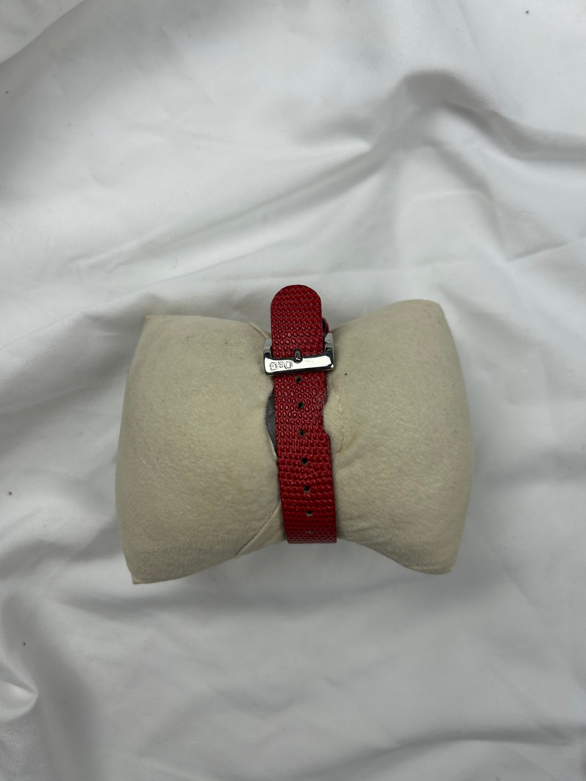 Vintage red leather inox bracelet jewelry watch