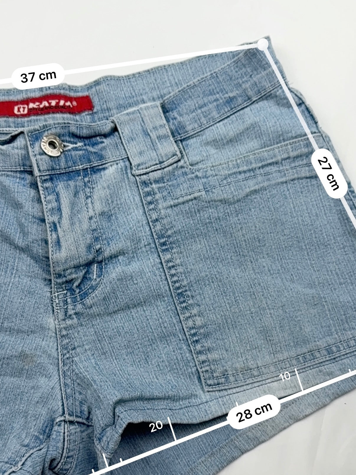 Blue low rise mini denim short (M)