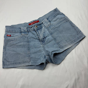 Blue low rise mini denim short (M)
