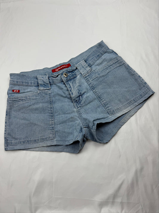 Blue low rise mini denim short (M)