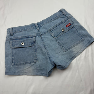Blue low rise mini denim short (M)