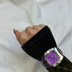 Vintage white leather inox bracelet jewelry watch