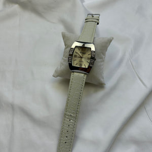 Vintage white leather inox bracelet jewelry watch