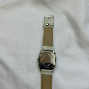 Vintage white leather inox bracelet jewelry watch