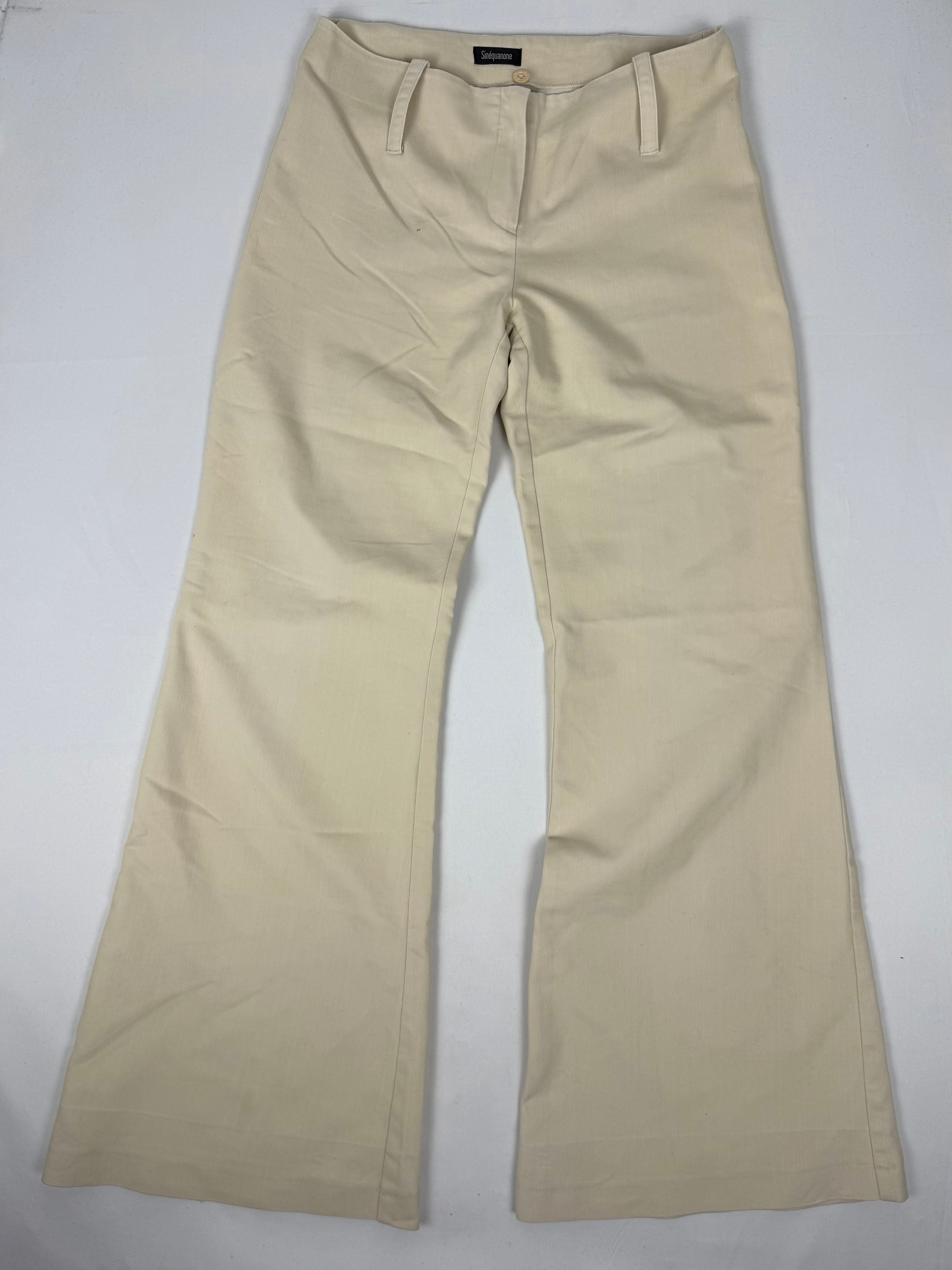 Beige low waist office flare pants (M)