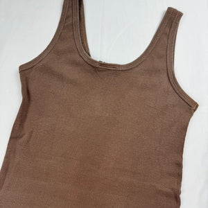 Brown cotton ribbed tight fit cami top (M)