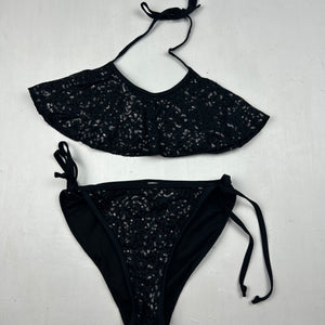 Black sequins low rise bikini set (M)