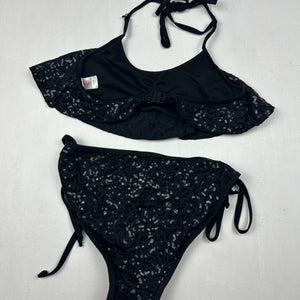 Black sequins low rise bikini set (M)