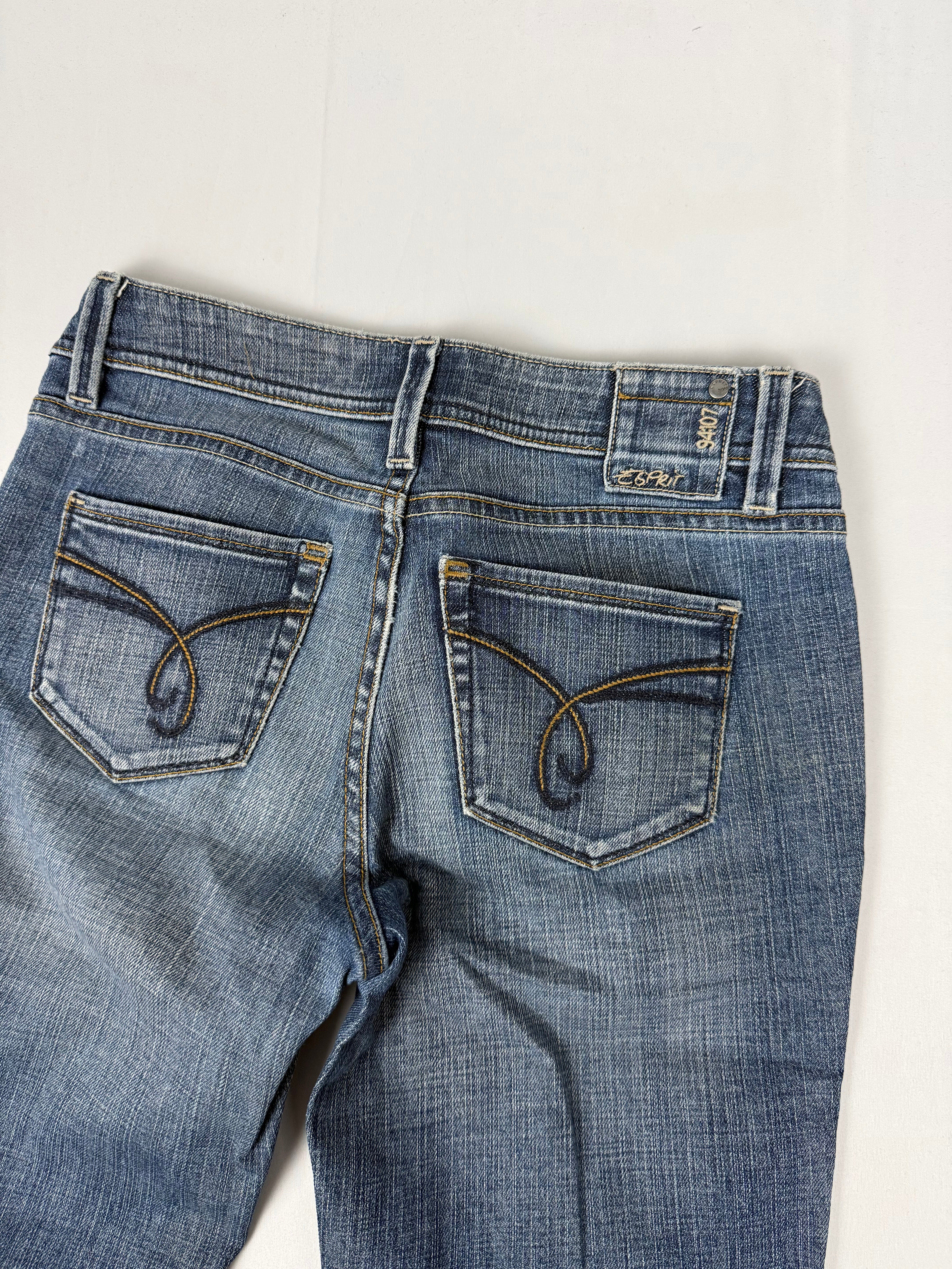 Blue low rise baggy pants (S)