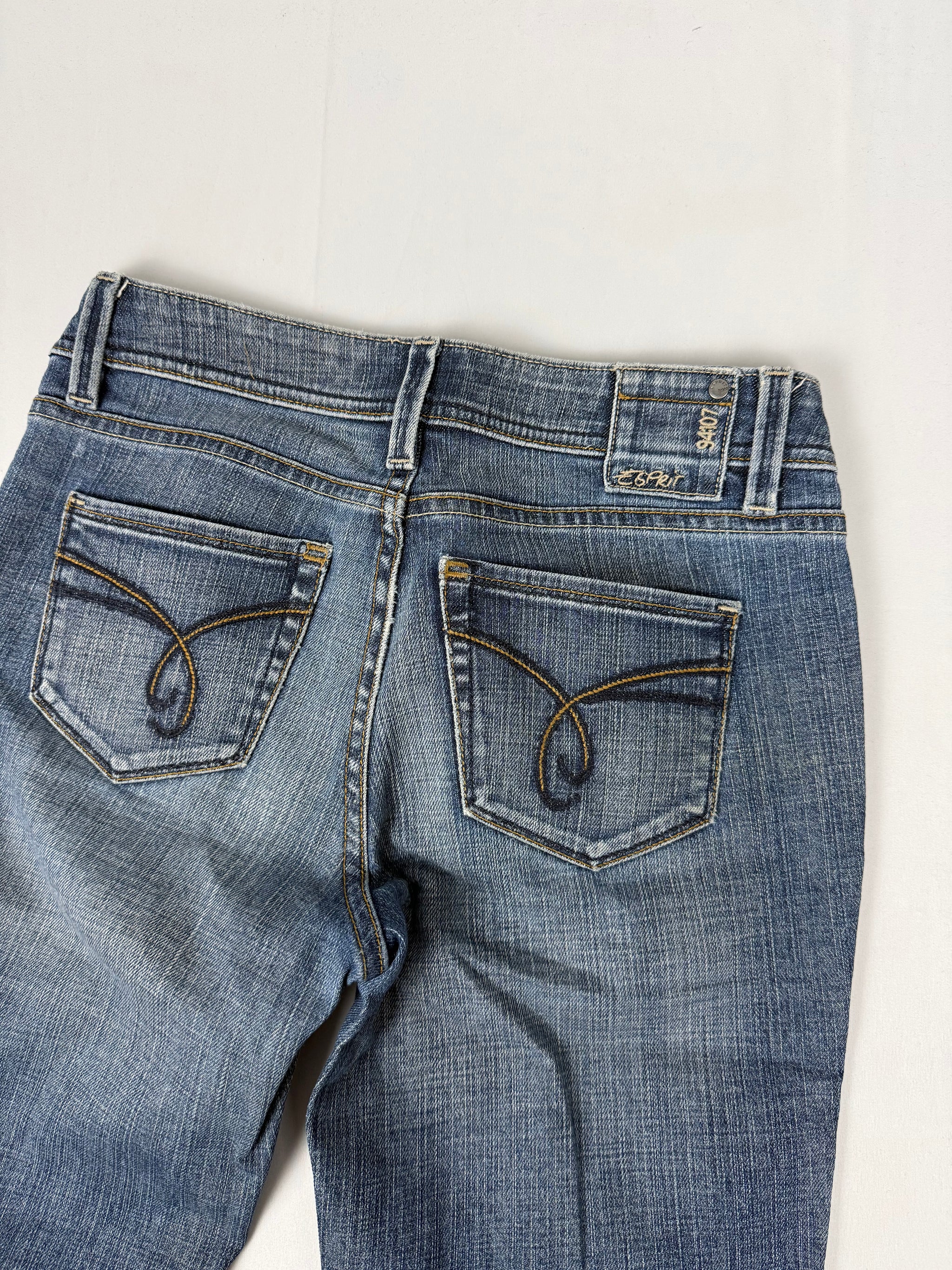Blue low rise baggy pants (S)