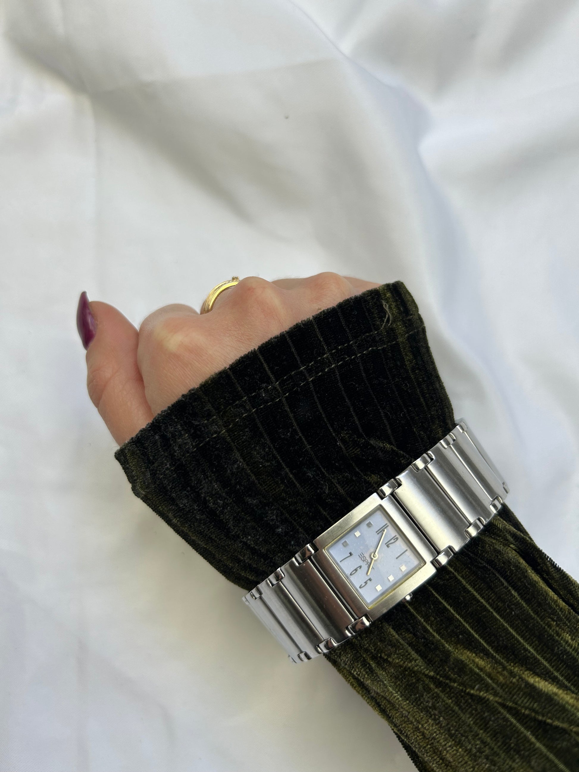 Vintage silver inox bracelet jewelry watch