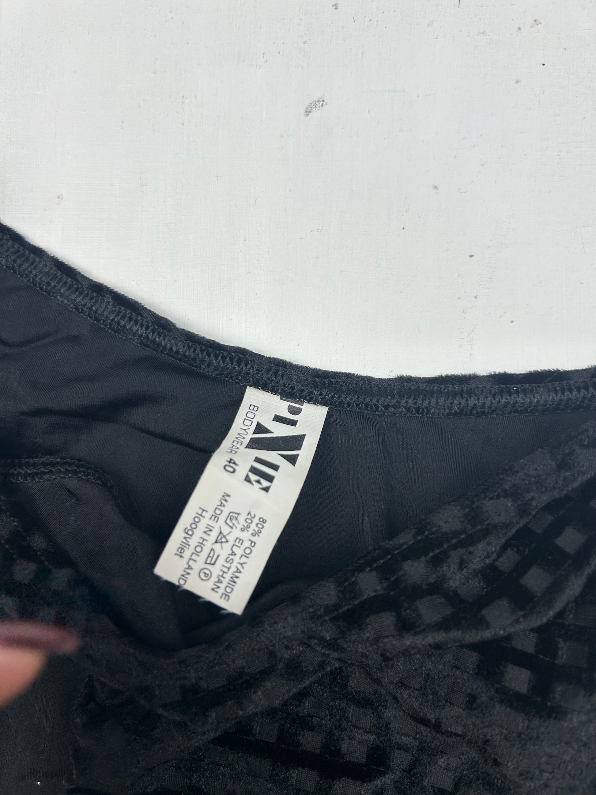Velvet black high rise bikini bottom (M)