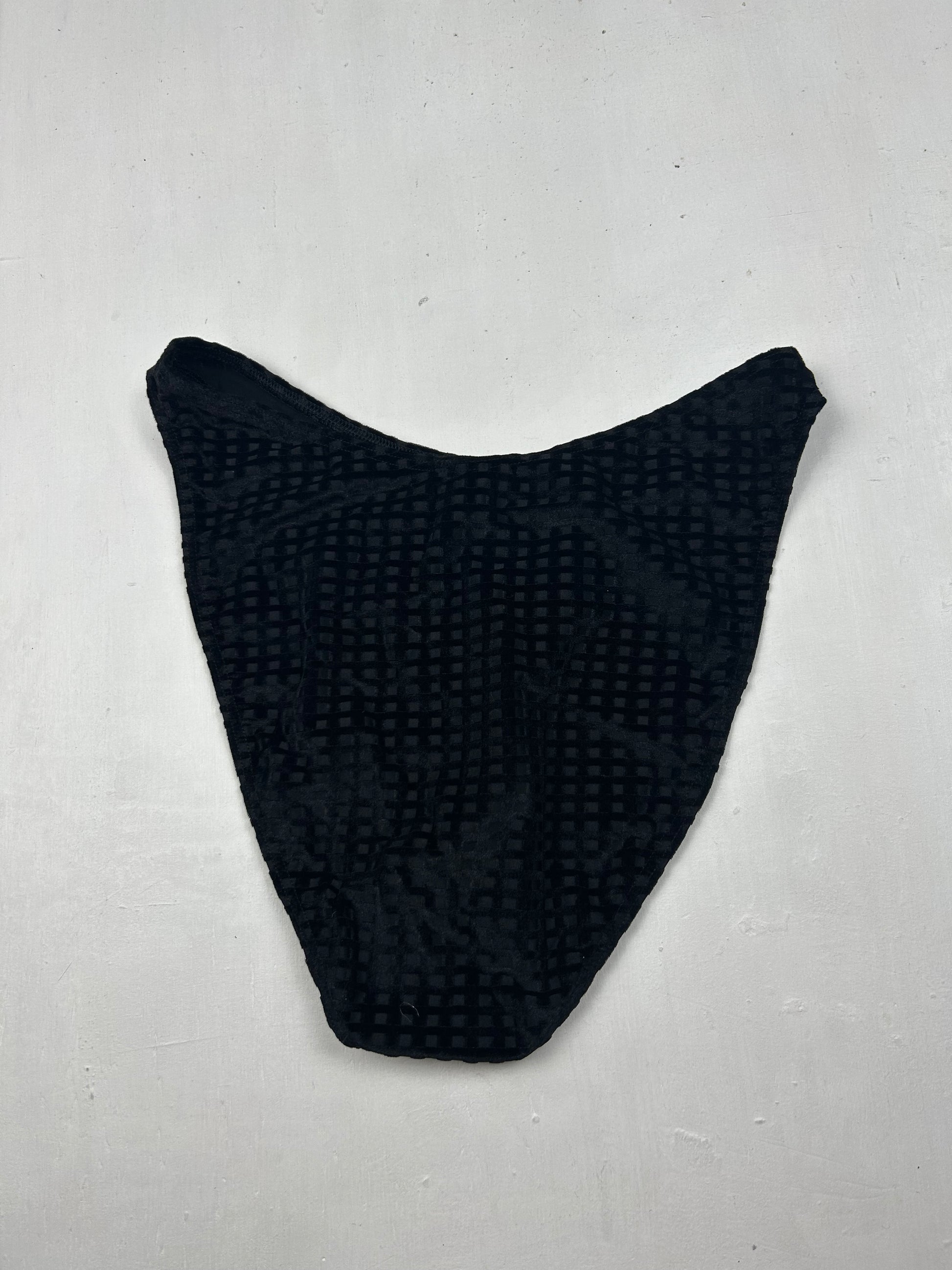 Velvet black high rise bikini bottom (M)