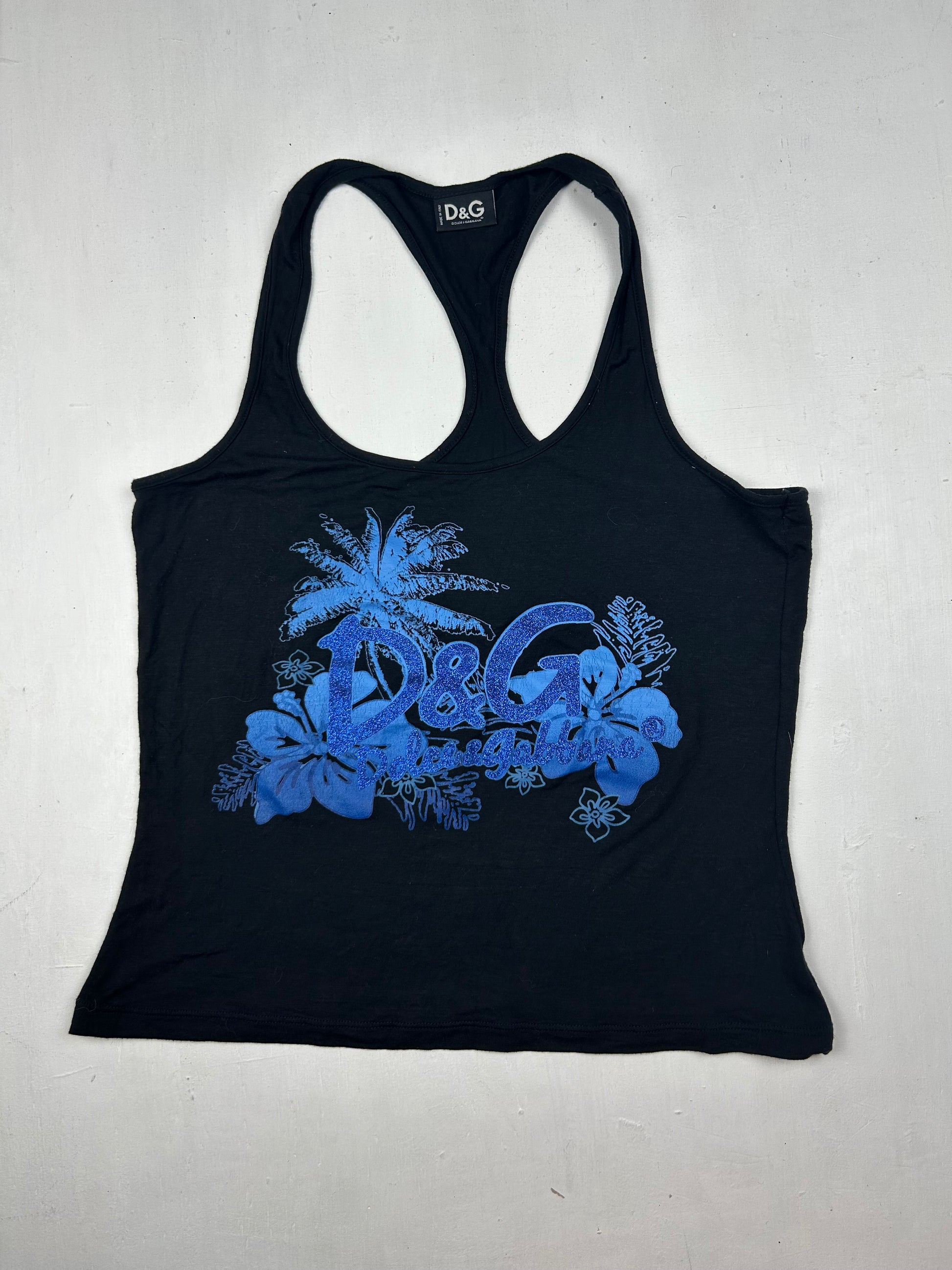 Black glitters logo cotton top (M)