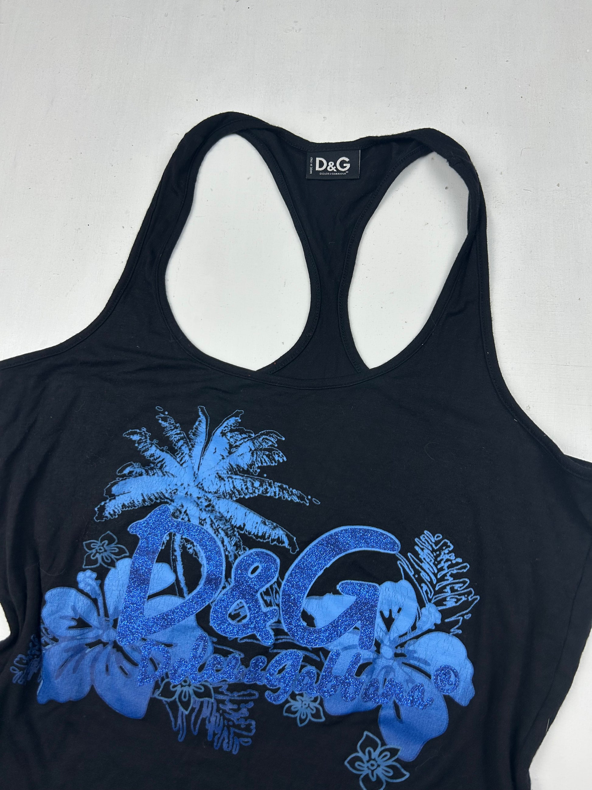Black glitters logo cotton top (M)