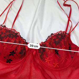 Red mesh babydoll mini dress (L)