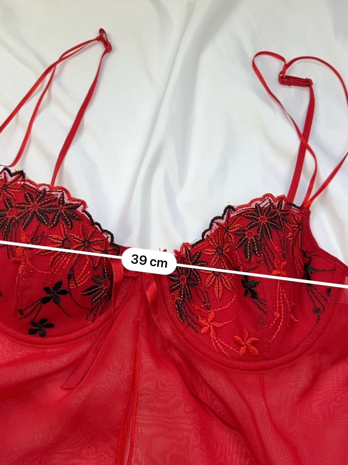 Red mesh babydoll mini dress (L)