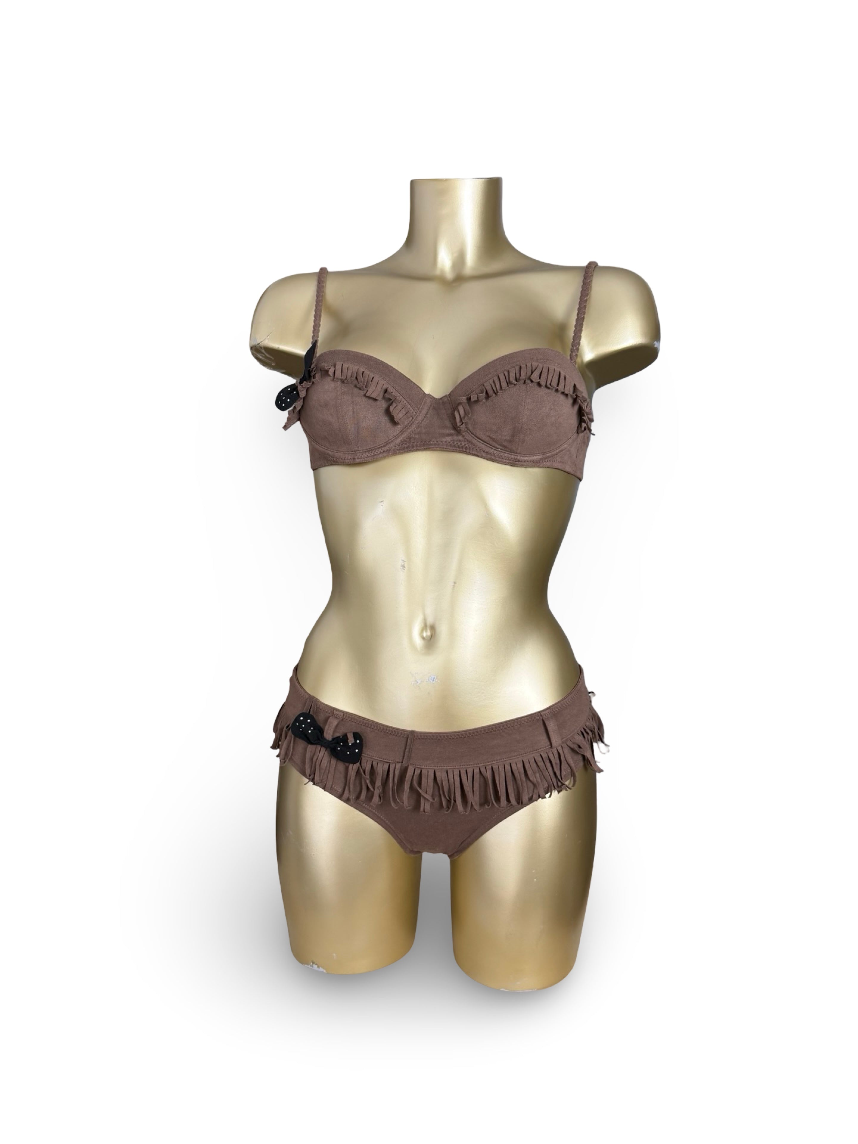 Brown suede bikini set (S)