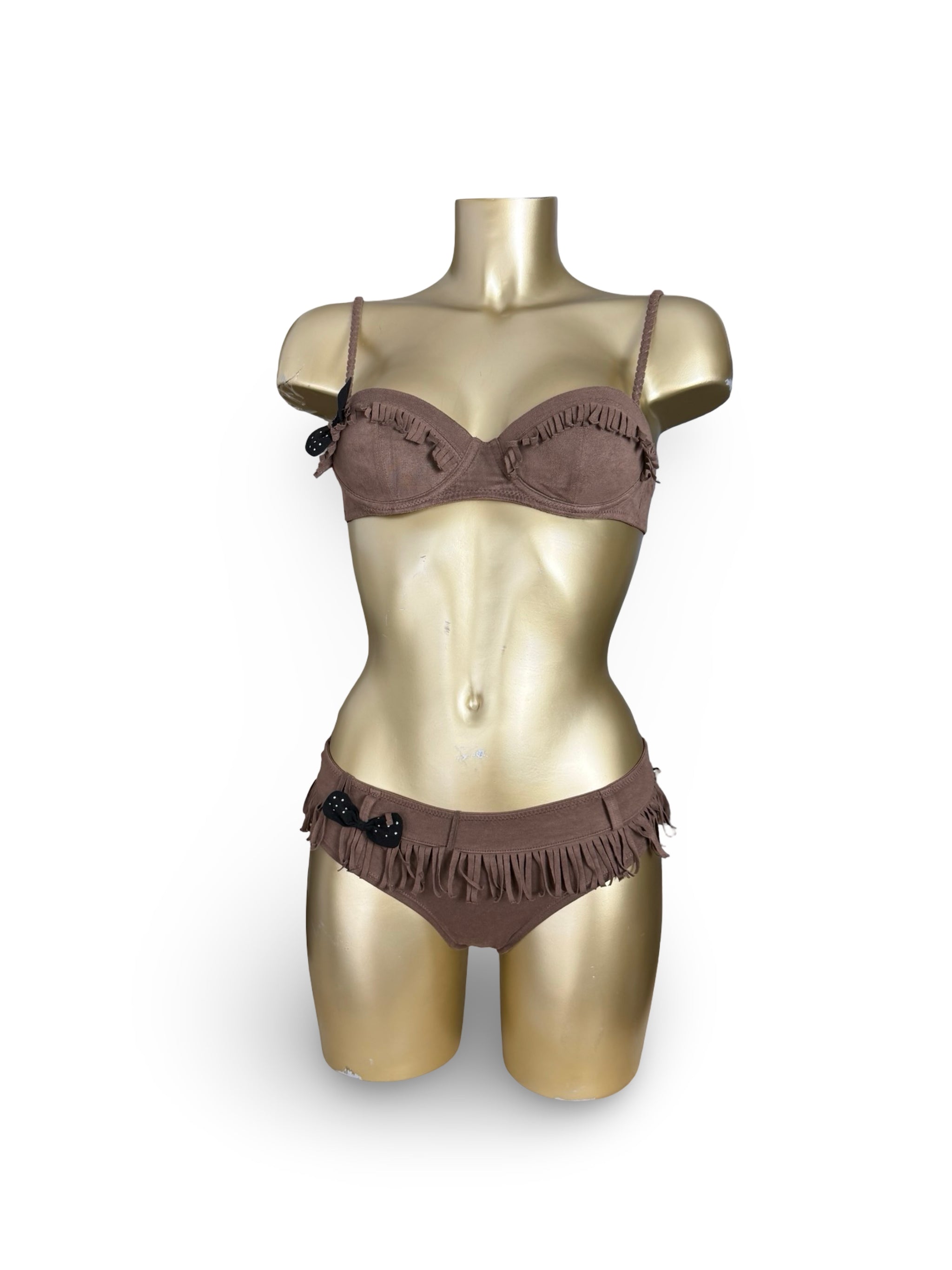 Brown suede bikini set (S)
