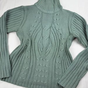 Blue turtleneck ribbed jumper (M)