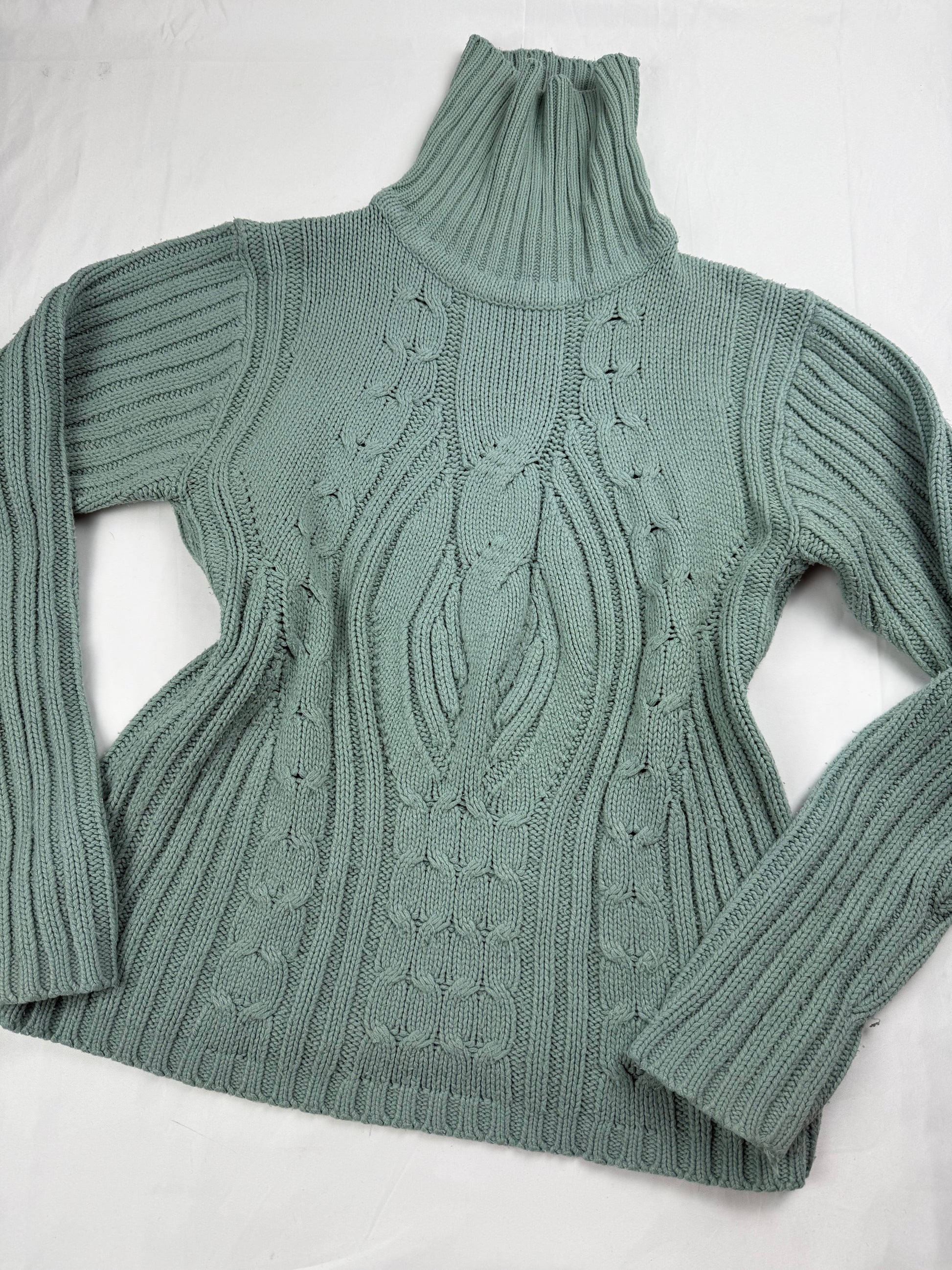 Blue turtleneck ribbed jumper (M)