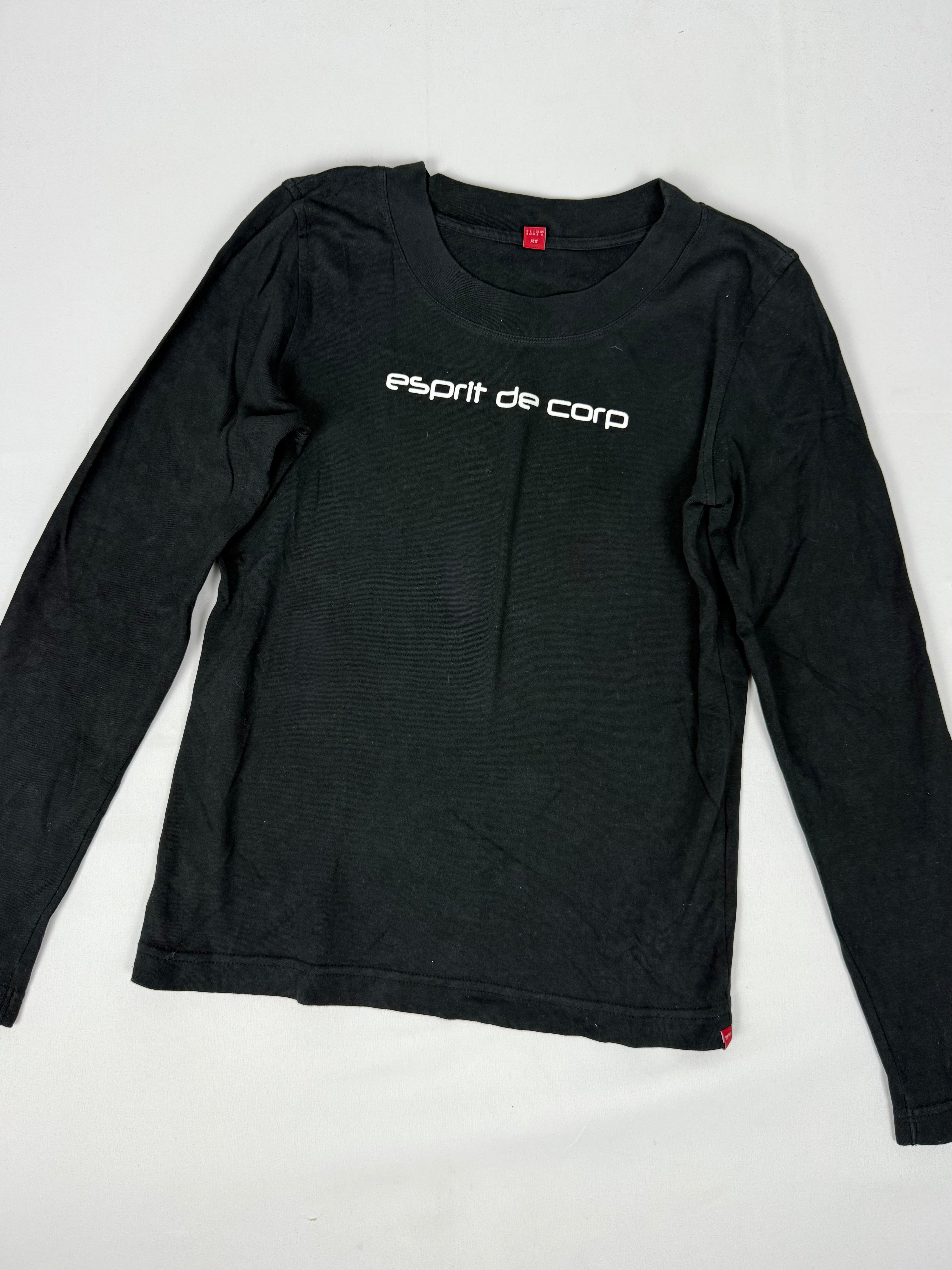 Black stretchy cotton long sleeves top (M)