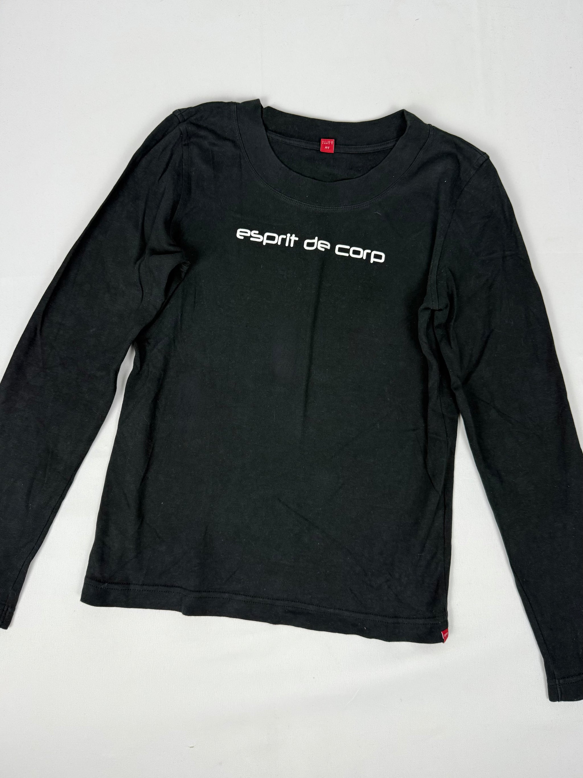 Black stretchy cotton long sleeves top (M)