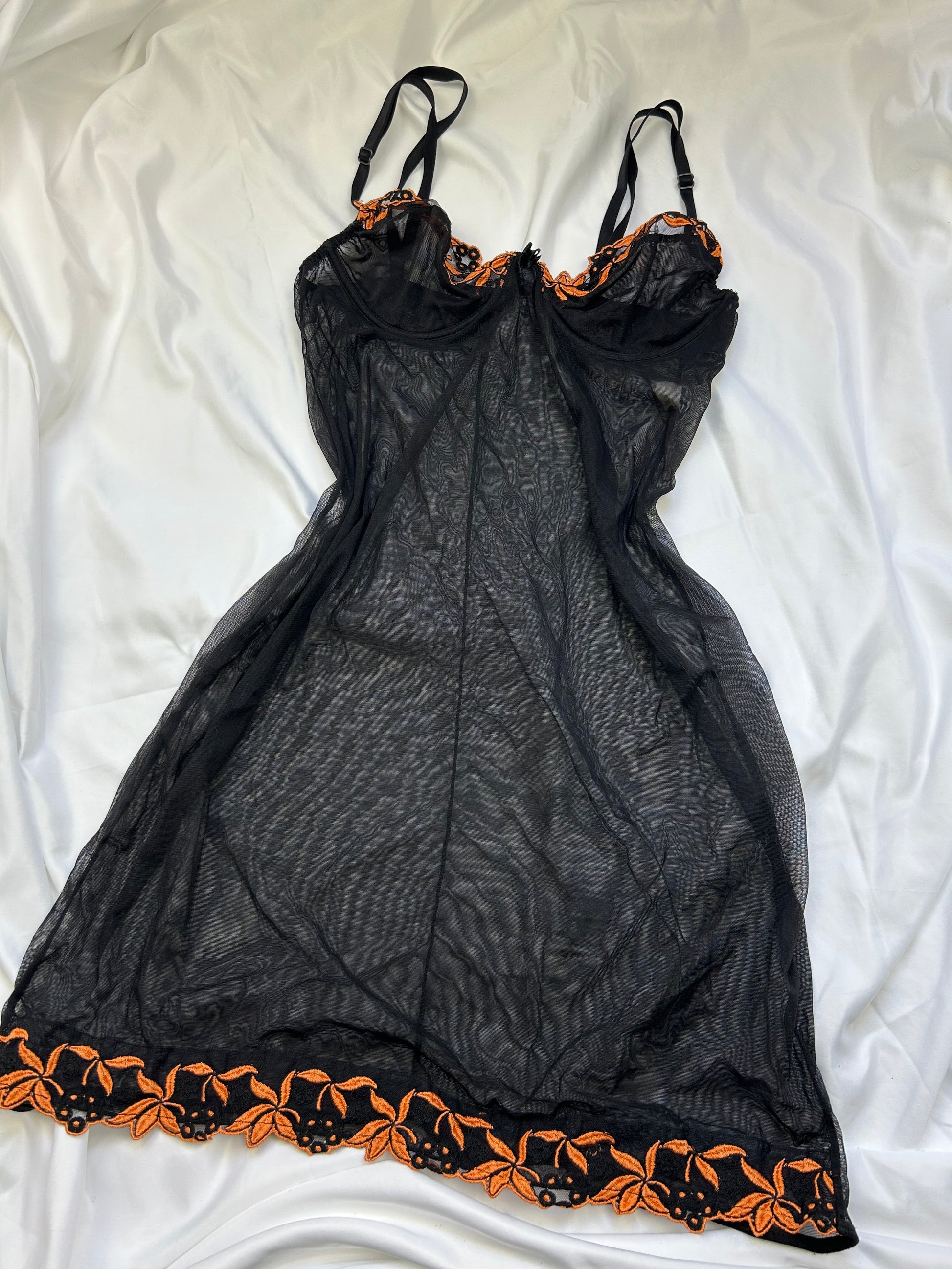 Black mesh corset babydoll top (S)