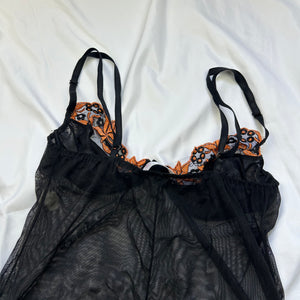 Black mesh corset babydoll top (S)