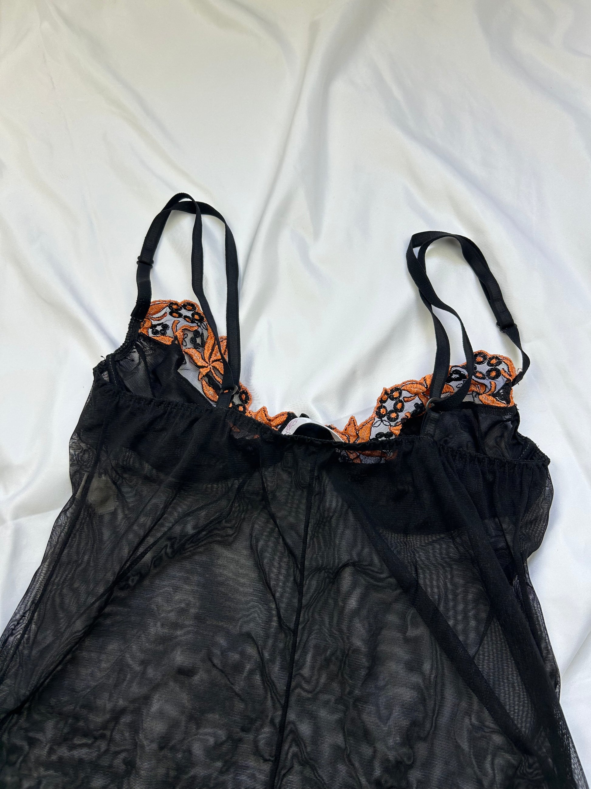 Black mesh corset babydoll top (S)