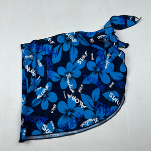 Blue hibiscus floral pareo mini skirt (S)