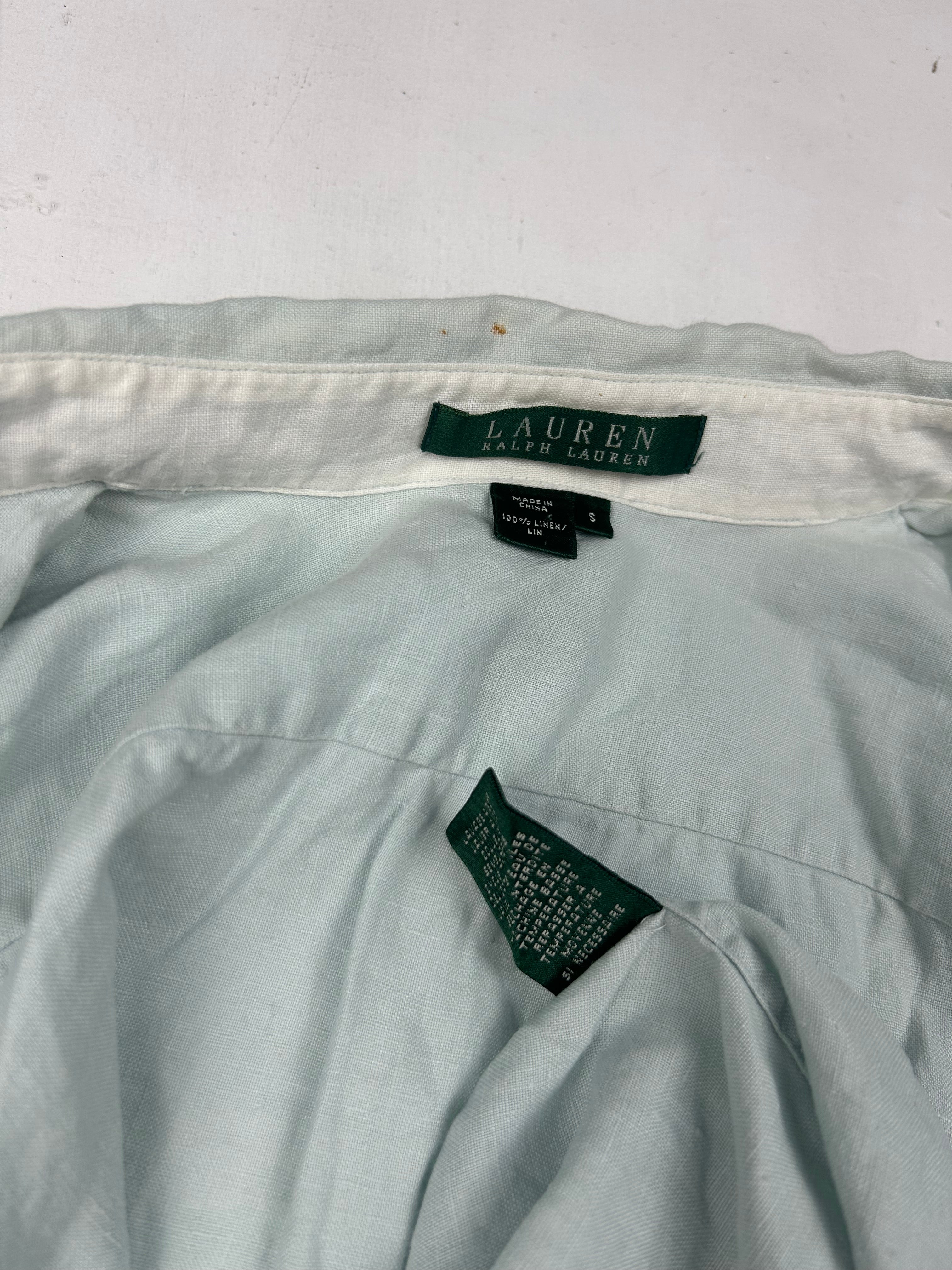 Baby blue 100% linen long sleeves shirt (S/M)
