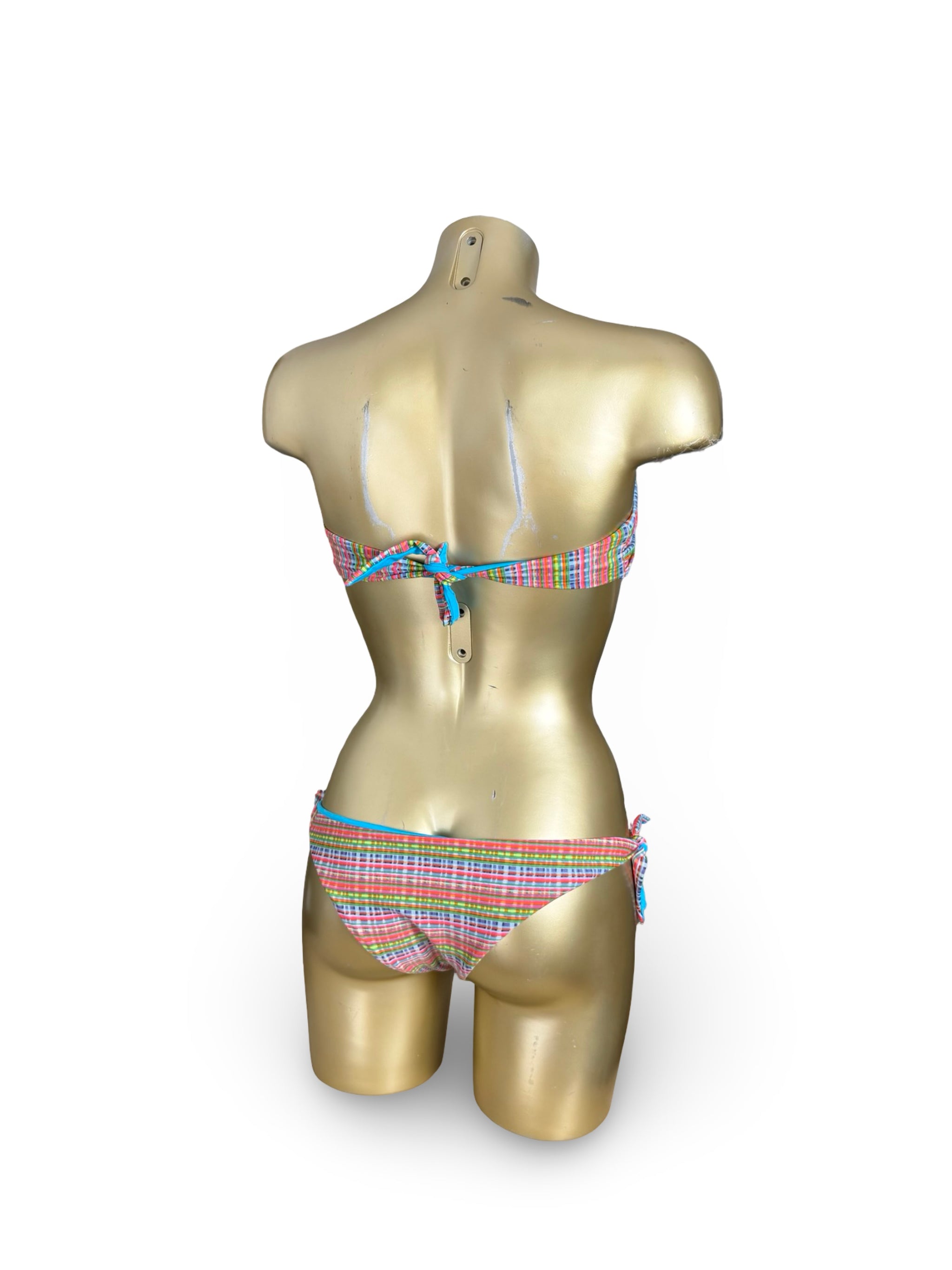 Multicolor check print bikini set (L)