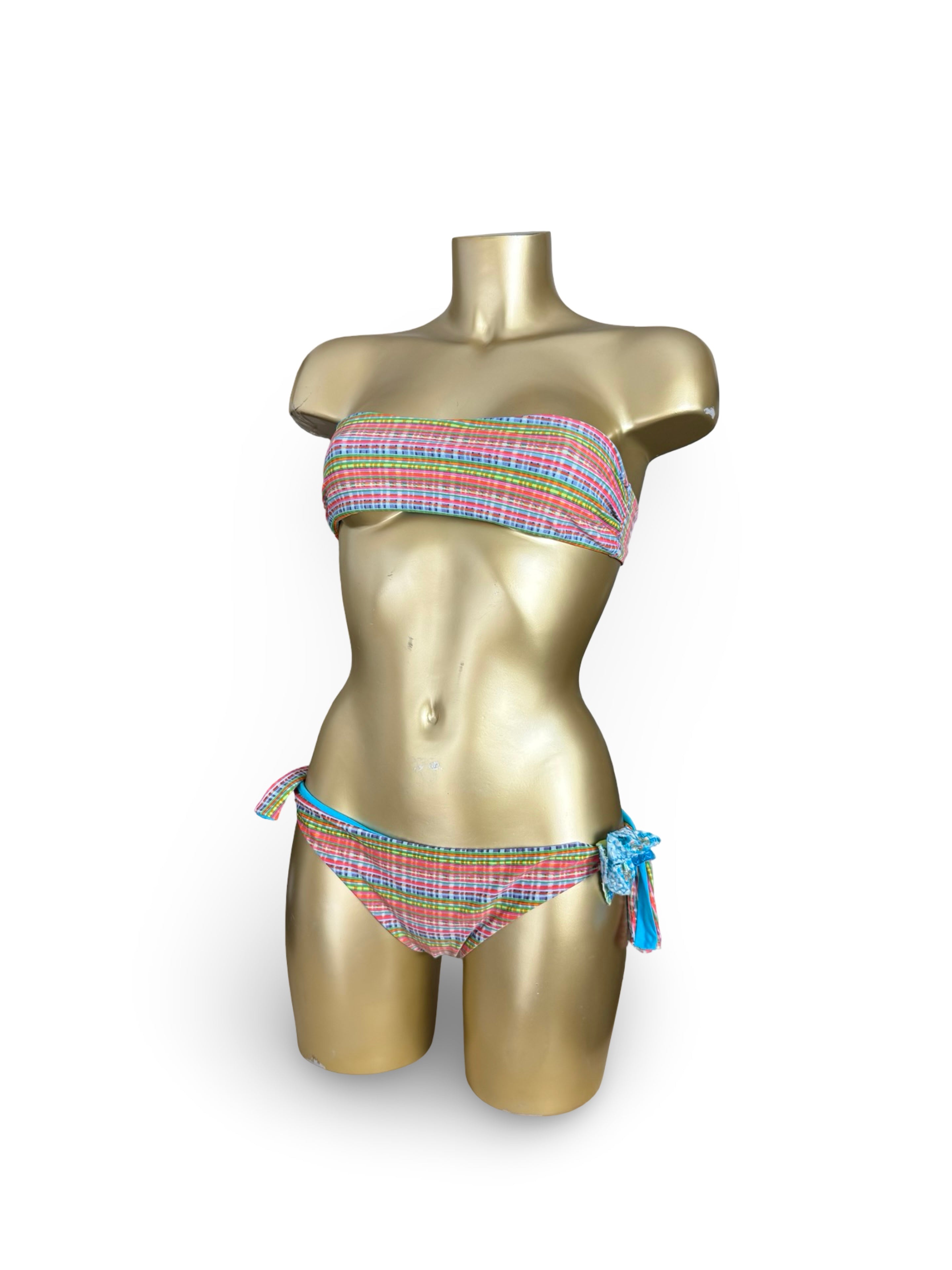 Multicolor check print bikini set (L)