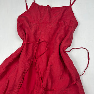Red 100% real silk mini dress (XS)