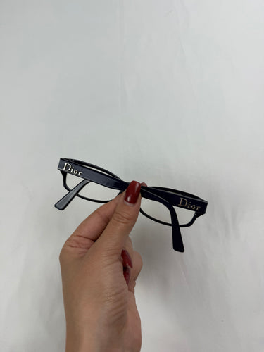 2000s navy office siren CD logo glasses (with prescription)