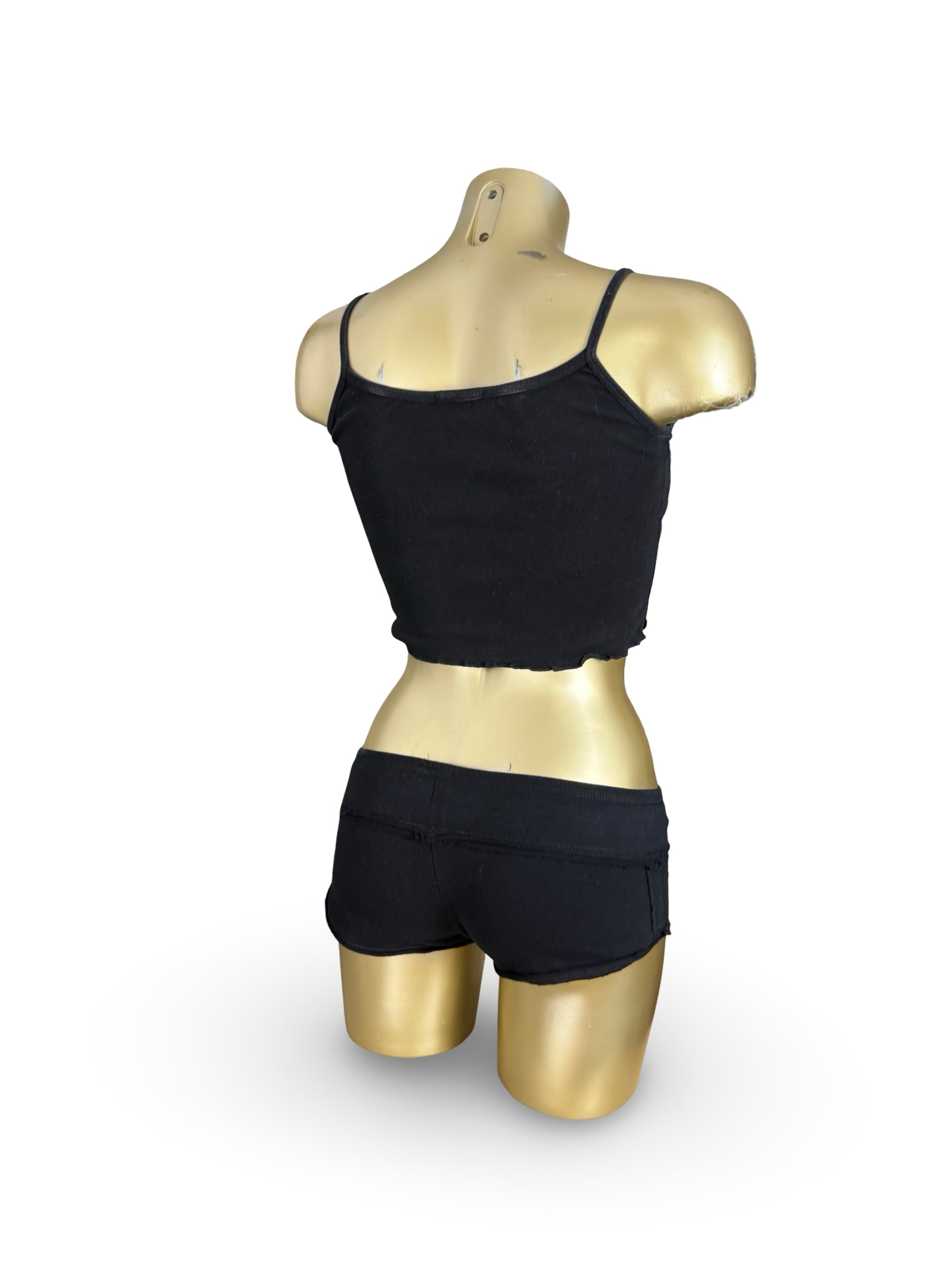 Black cotton low rise mini short (S)