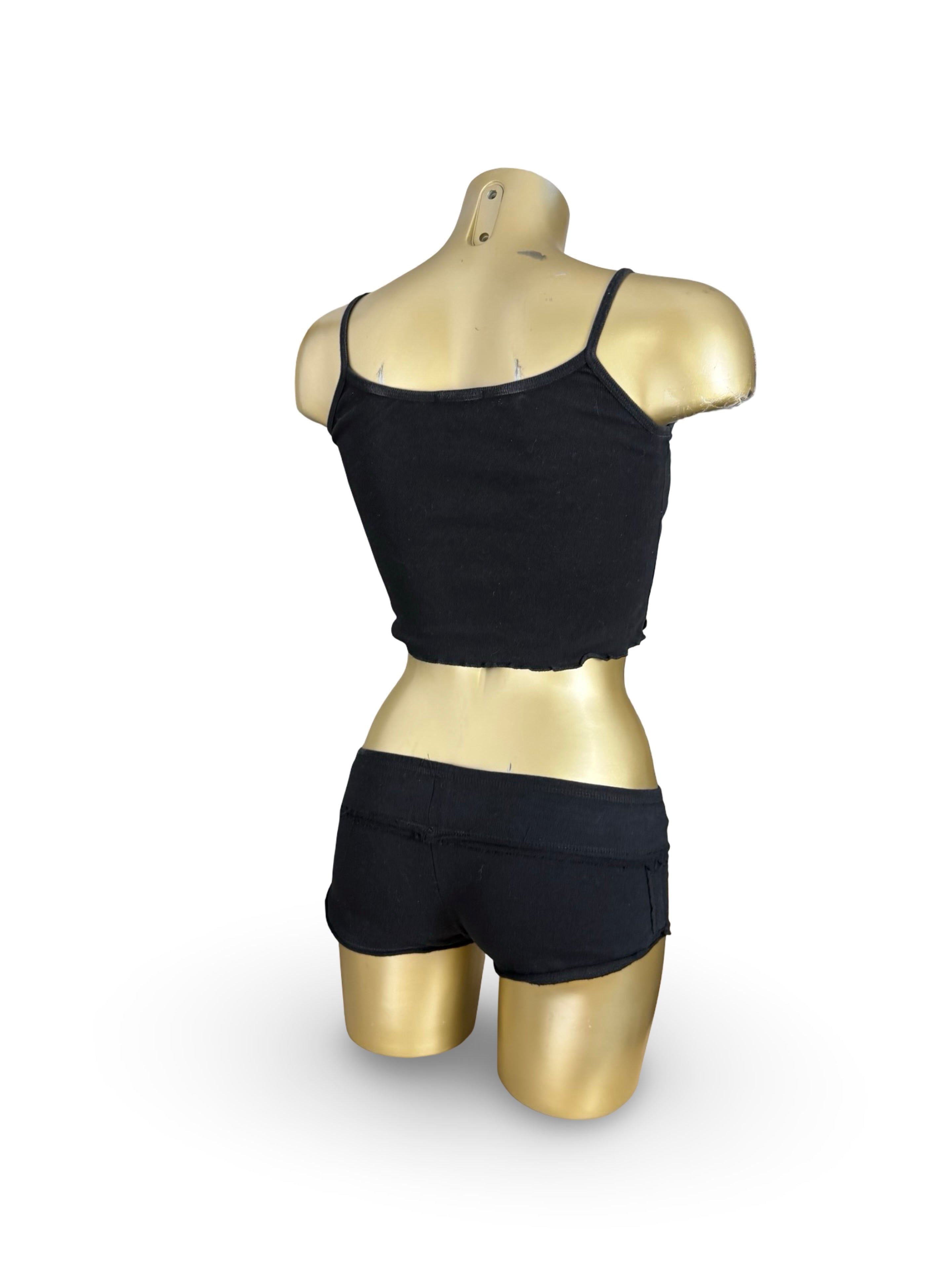 Black graphic cotton top (XS)