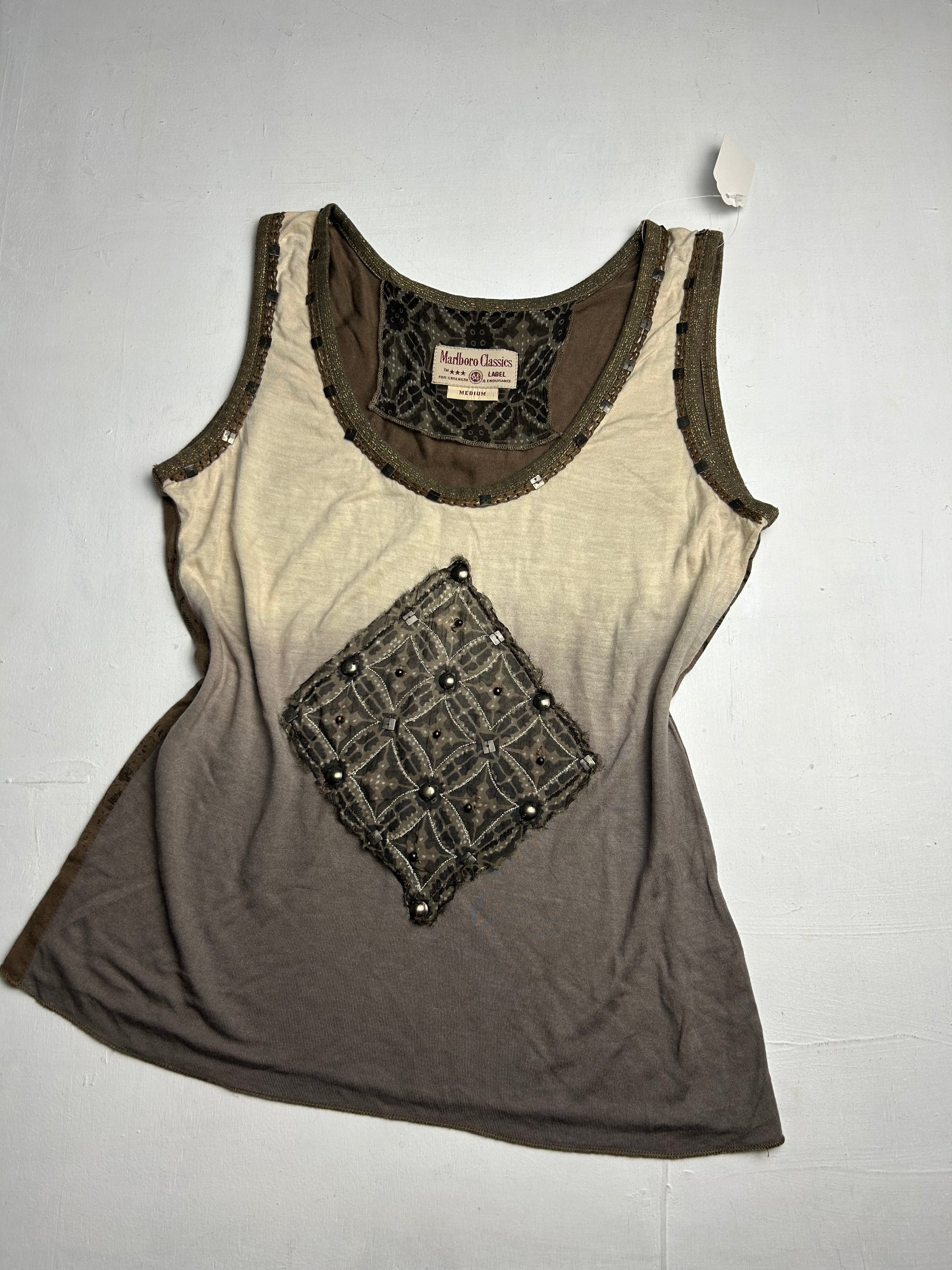 Khaki stretchy cotton tank top (M/L)