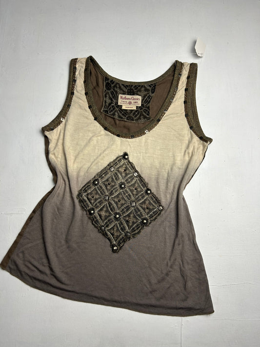 Khaki stretchy cotton tank top (M/L)