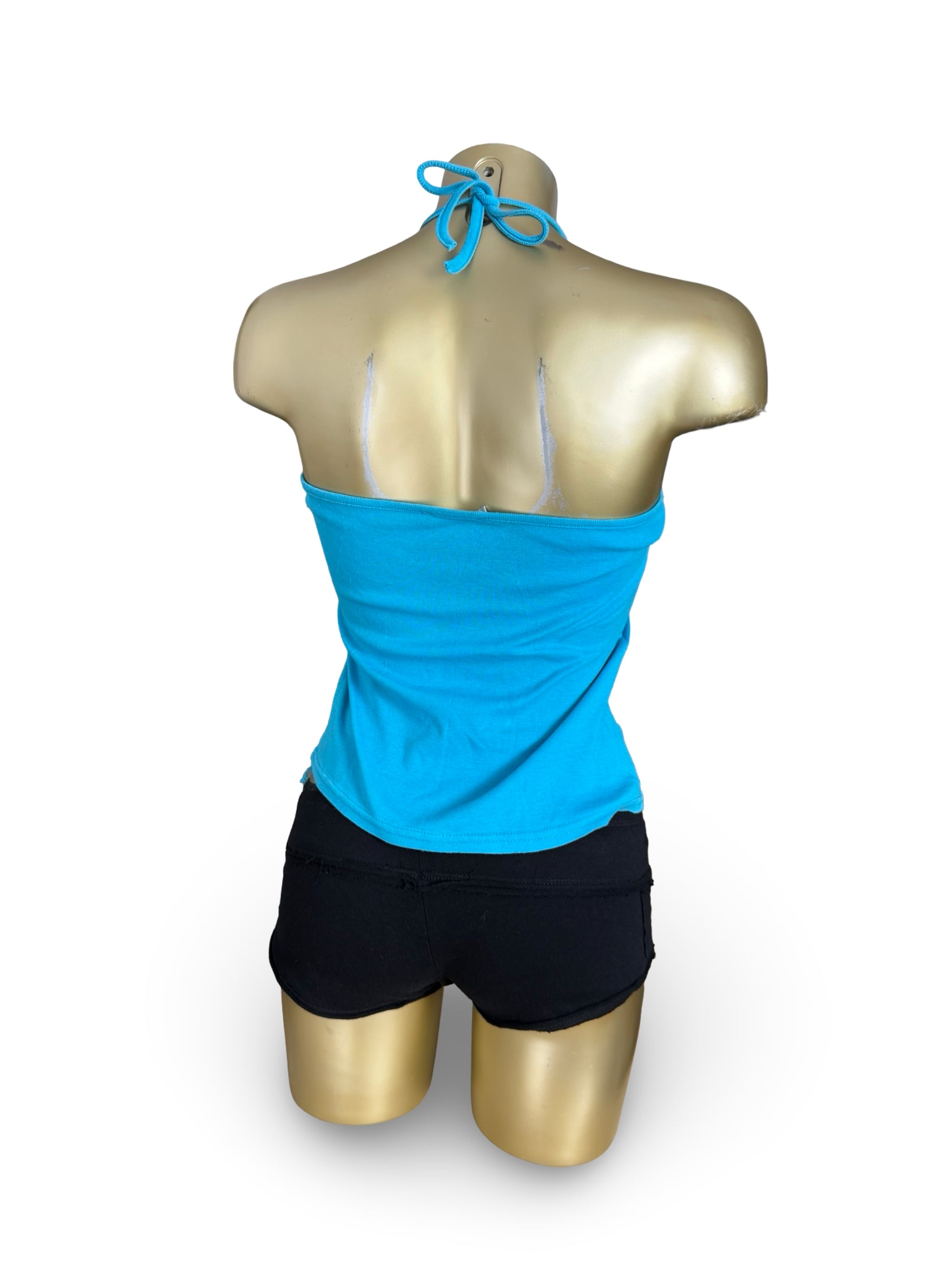 Blue graphic halter top (S)