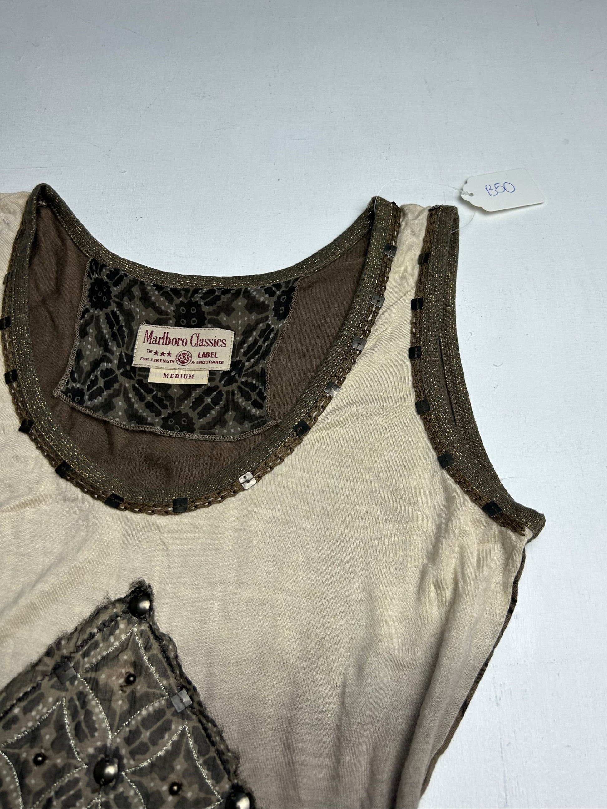 Khaki stretchy cotton tank top (M/L)